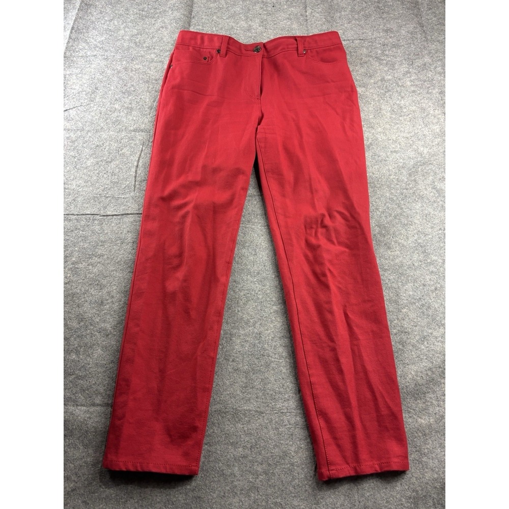 Chicos Women's 1 Short (M) So Slimming Straight Leg Pants Red Stretch